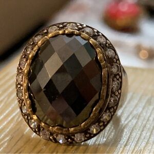 Faceted Black and Gold Statement Ring